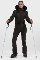 Damski Szary Kombinezon Narciarski/Snowboardowy z Marszczeniami - Gsou Snow