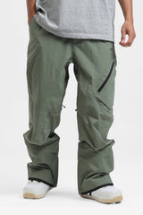 Men's Khaki Multi-Pocket Venting Snow Pants Baggy Ski Pants - Gsou Snow