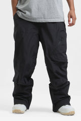 Men's Grey Multi-Pocket Venting Snow Pants Baggy Ski Pants - Gsou Snow