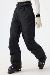 Women's Black Multi-Pocket Venting Snow Pants Baggy Ski Pants - Gsou Snow