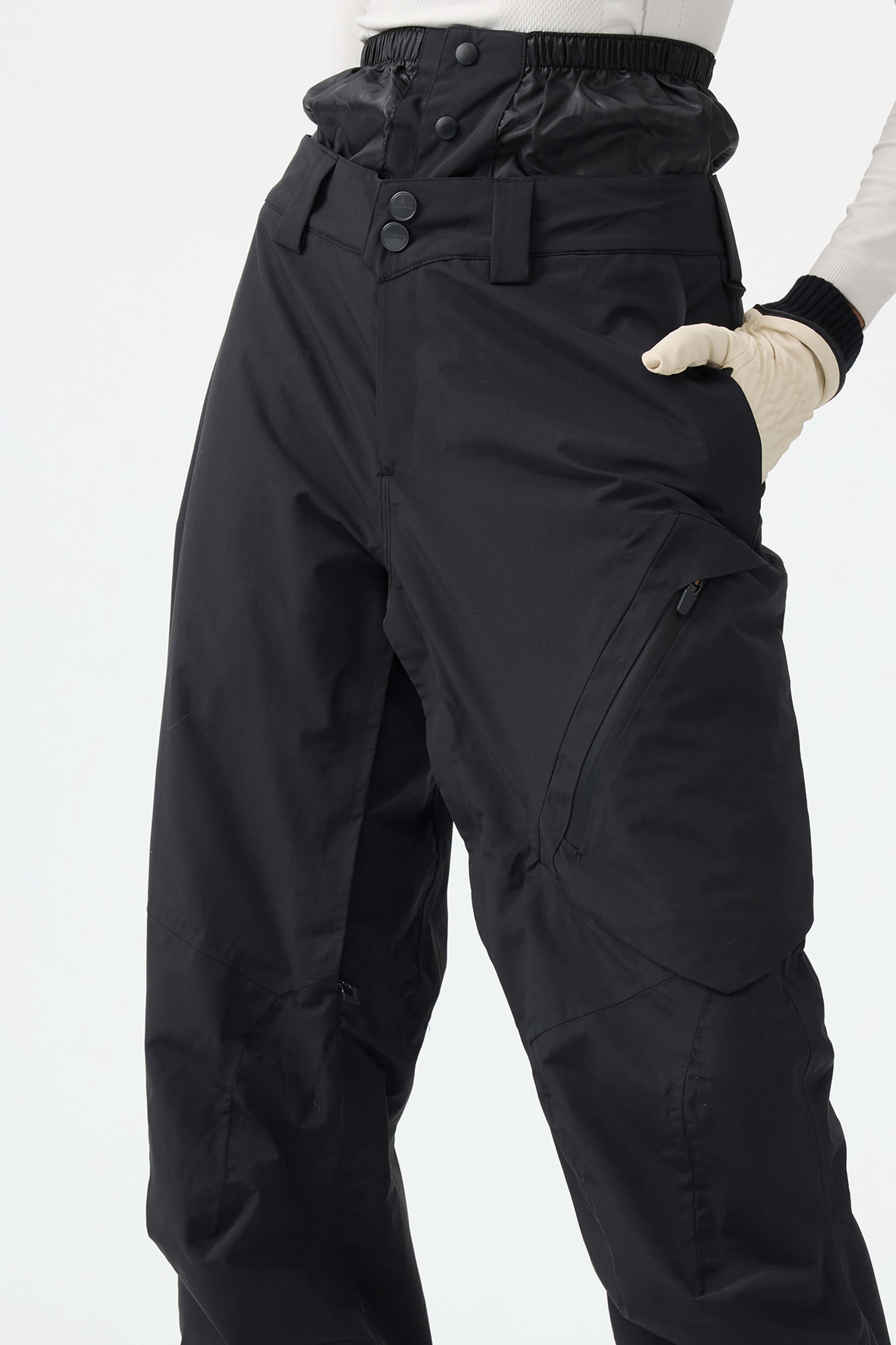 Women's Black Multi-Pocket Venting Snow Pants Baggy Ski Pants - Gsou Snow