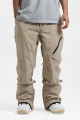 Men's Khaki Multi-Pocket Venting Snow Pants Baggy Ski Pants - Gsou Snow