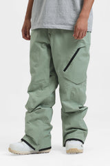 Men's Khaki Multi-Pocket Venting Snow Pants Baggy Ski Pants - Gsou Snow