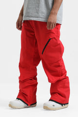 Men's Grey Multi-Pocket Venting Snow Pants Baggy Ski Pants - Gsou Snow