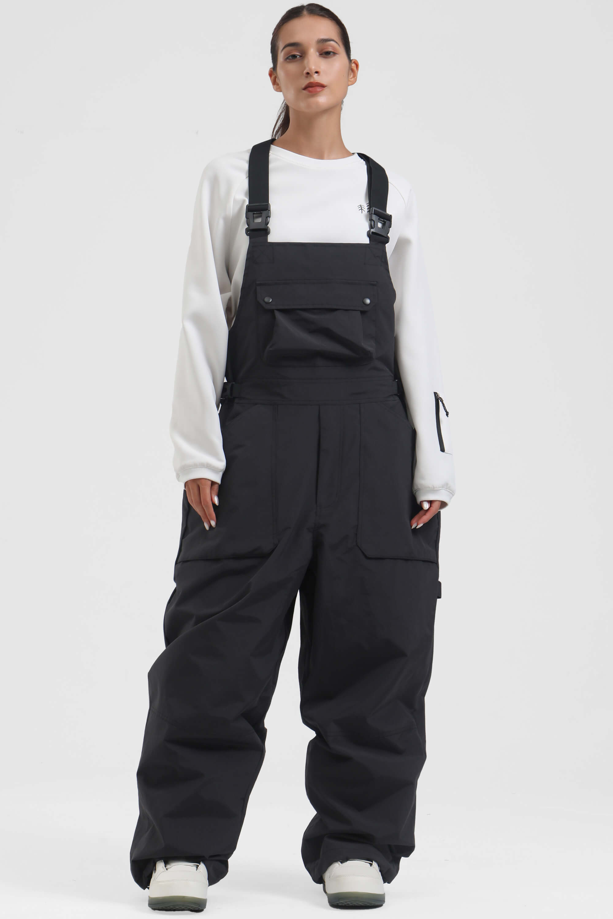 Uniseksowe Spodnie Narciarskie typu Bib z Dwustronnymi Zamkami - Black - Gsou Snow