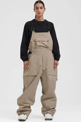 Unisex-Skihose, schwarz, mit seitlichen Zwei-Wege-Reißverschlüssen, locker geschnitten - Gsou Snow 