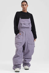 Unisex-Skihose, schwarz, mit seitlichen Zwei-Wege-Reißverschlüssen, locker geschnitten - Gsou Snow 