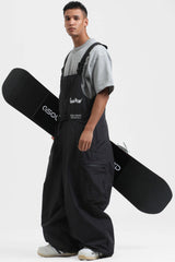 Men's Mint Green Workwear Style Built-in Belt Snow Bibs Baggy Ski Bibs - Gsou Snow