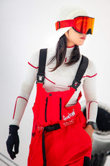 Salopette de ski kaki style vêtements de travail pour femmes, ceinture intégrée, coupe très ample - Gsou Snow 