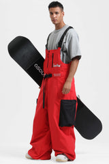 Men's Mint Green Workwear Style Built-in Belt Snow Bibs Baggy Ski Bibs - Gsou Snow