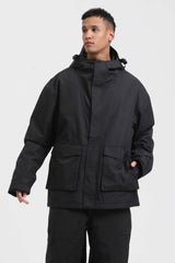 Men's Black Abrasion Resistant Waterproof Snow Jacket Insulated Softshell Ski Jacket - Gsou Snow