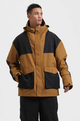 Men's Rust & Navy Abrasion Resistant Waterproof Snow Jacket Insulated Softshell Ski Jacket - Gsou Snow