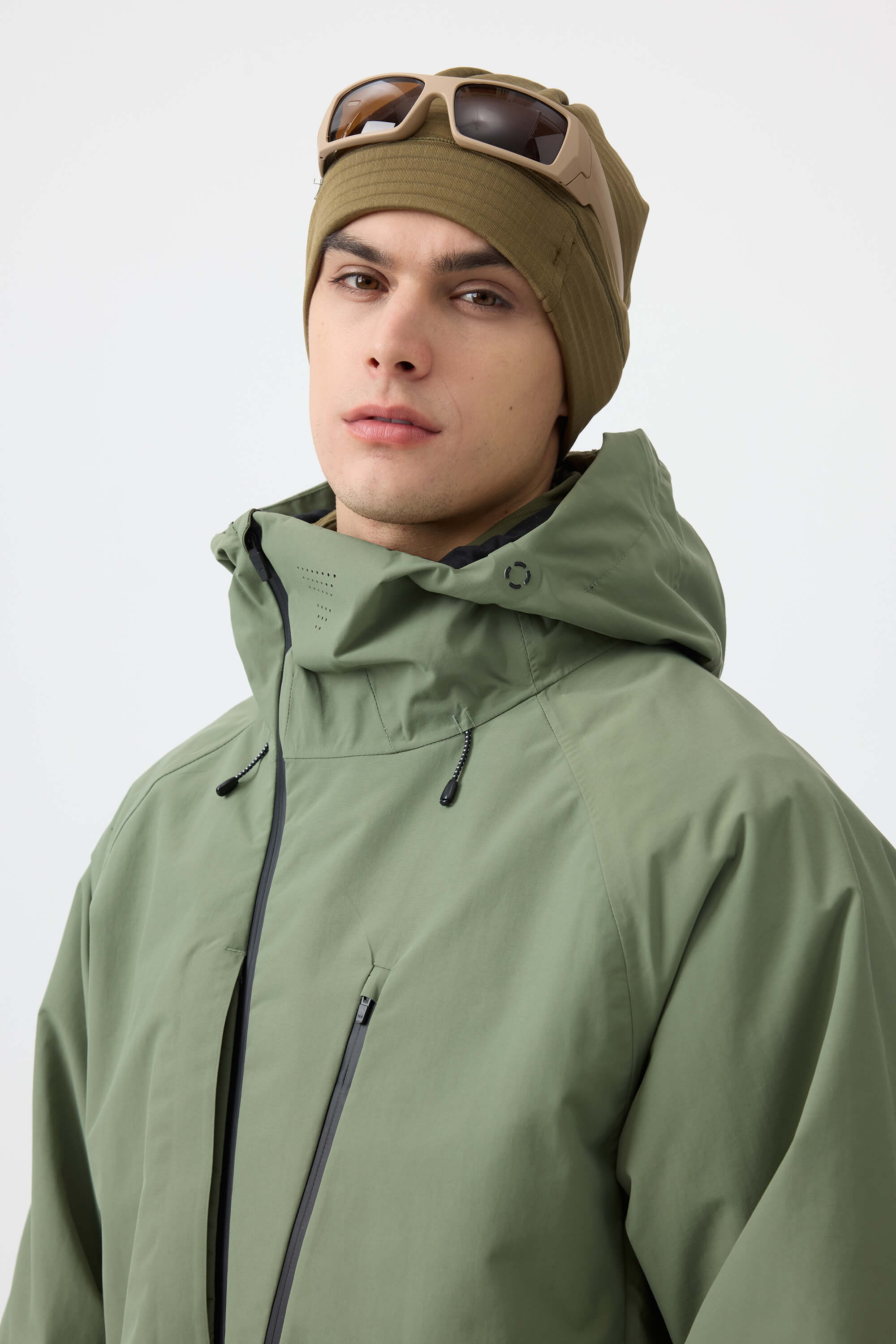 Men's Army Green Face Vented Multi-pocket Snow Jacket Fully Waterproof Ski Jacket - Gsou Snow