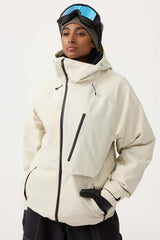 Damen-Skijacke mit Tarnmuster, Gesichtsbelüftung, mehreren Taschen, komplett wasserdicht - Gsou Snow 