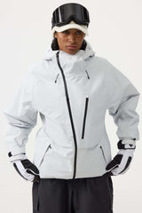 Damen-Skijacke mit Tarnmuster, Gesichtsbelüftung, mehreren Taschen, komplett wasserdicht - Gsou Snow 