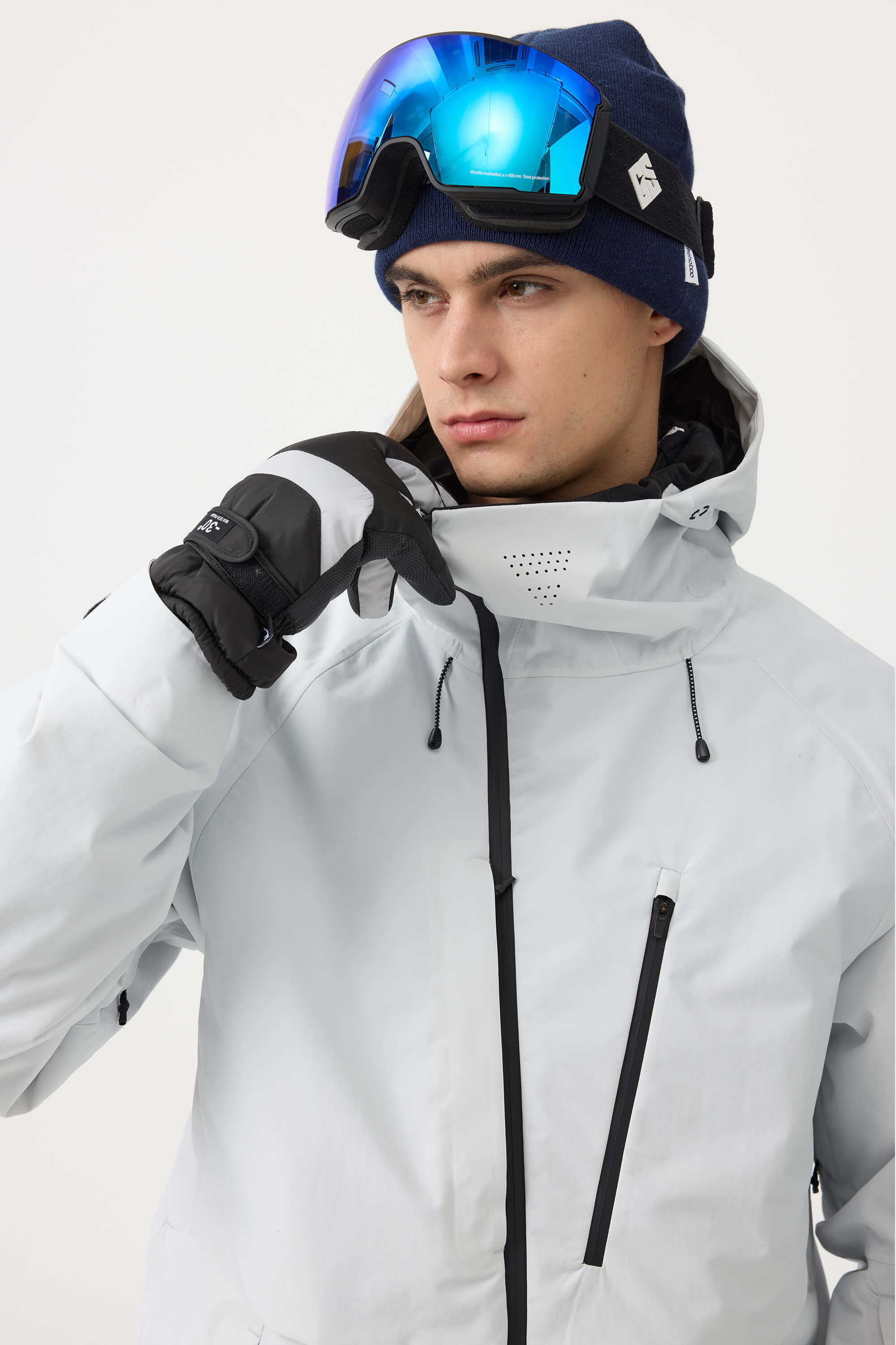 Men's White Face Vented Multi-pocket Snow Jacket Fully Waterproof Ski Jacket - Gsou Snow
