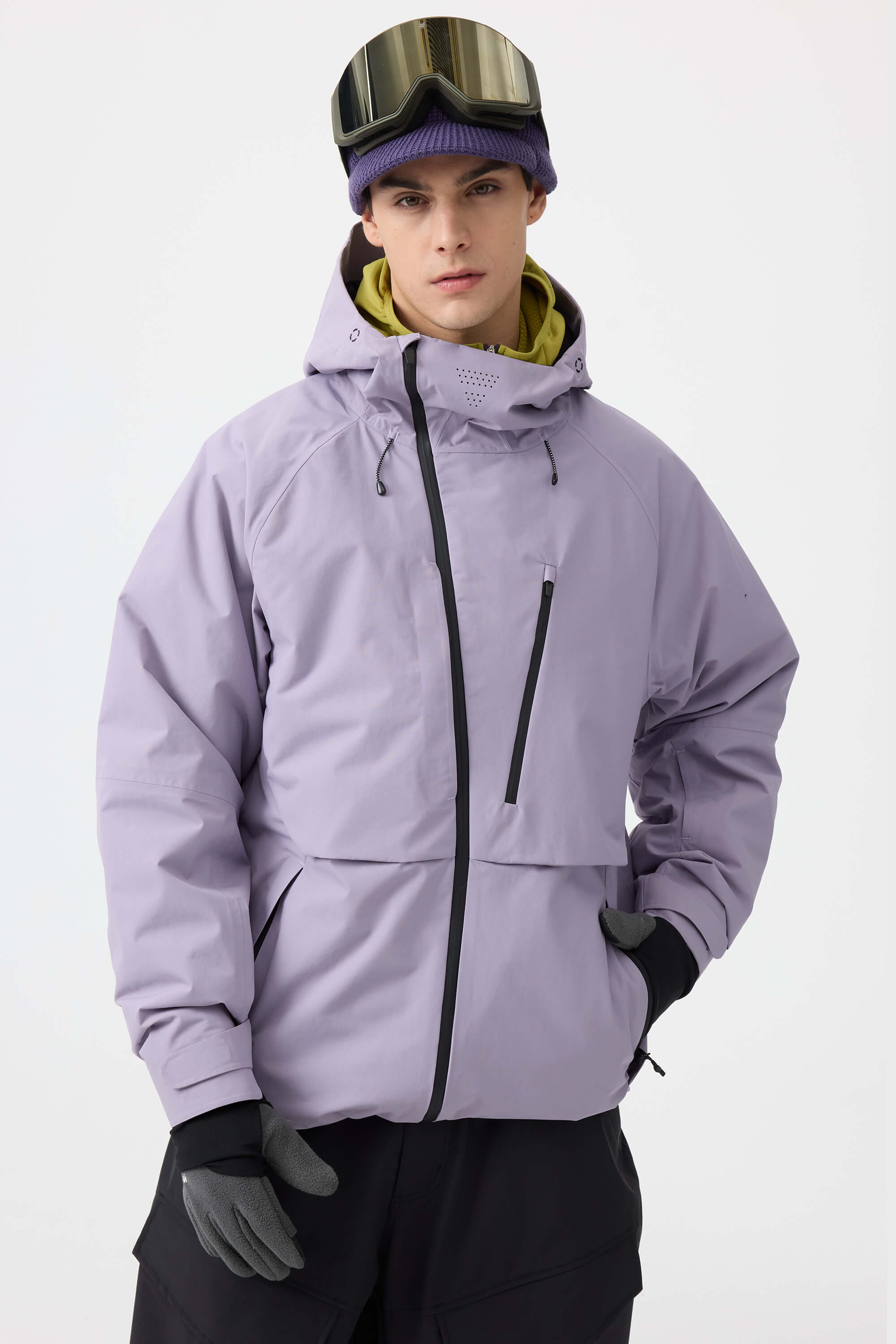 Men's Lavender Face Vented Multi-pocket Snow Jacket Fully Waterproof Ski Jacket - Gsou Snow