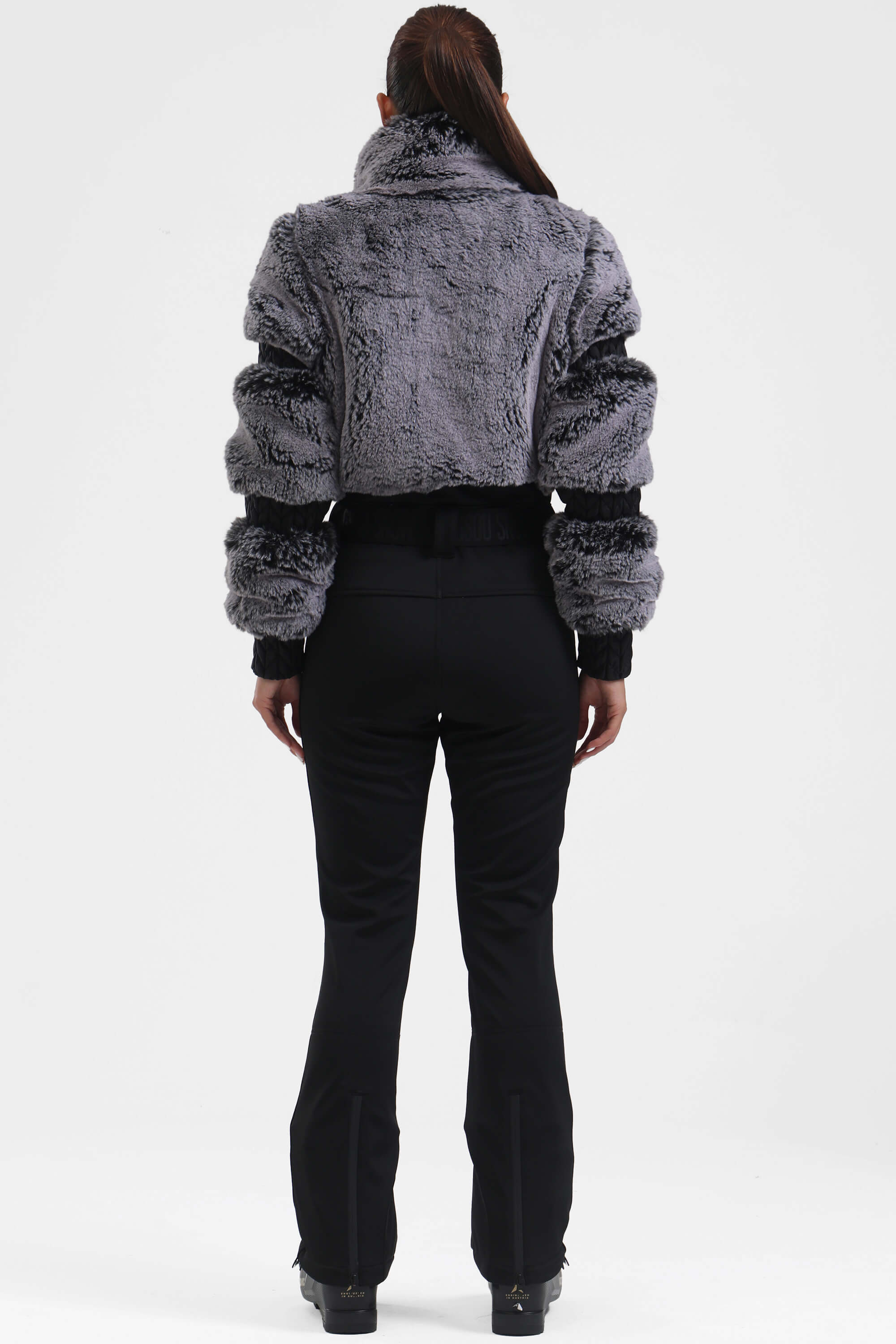 Elegant Women's Grey Faux-Fur Ski Suit One-Piece Snowboard Suit - Gsou Snow