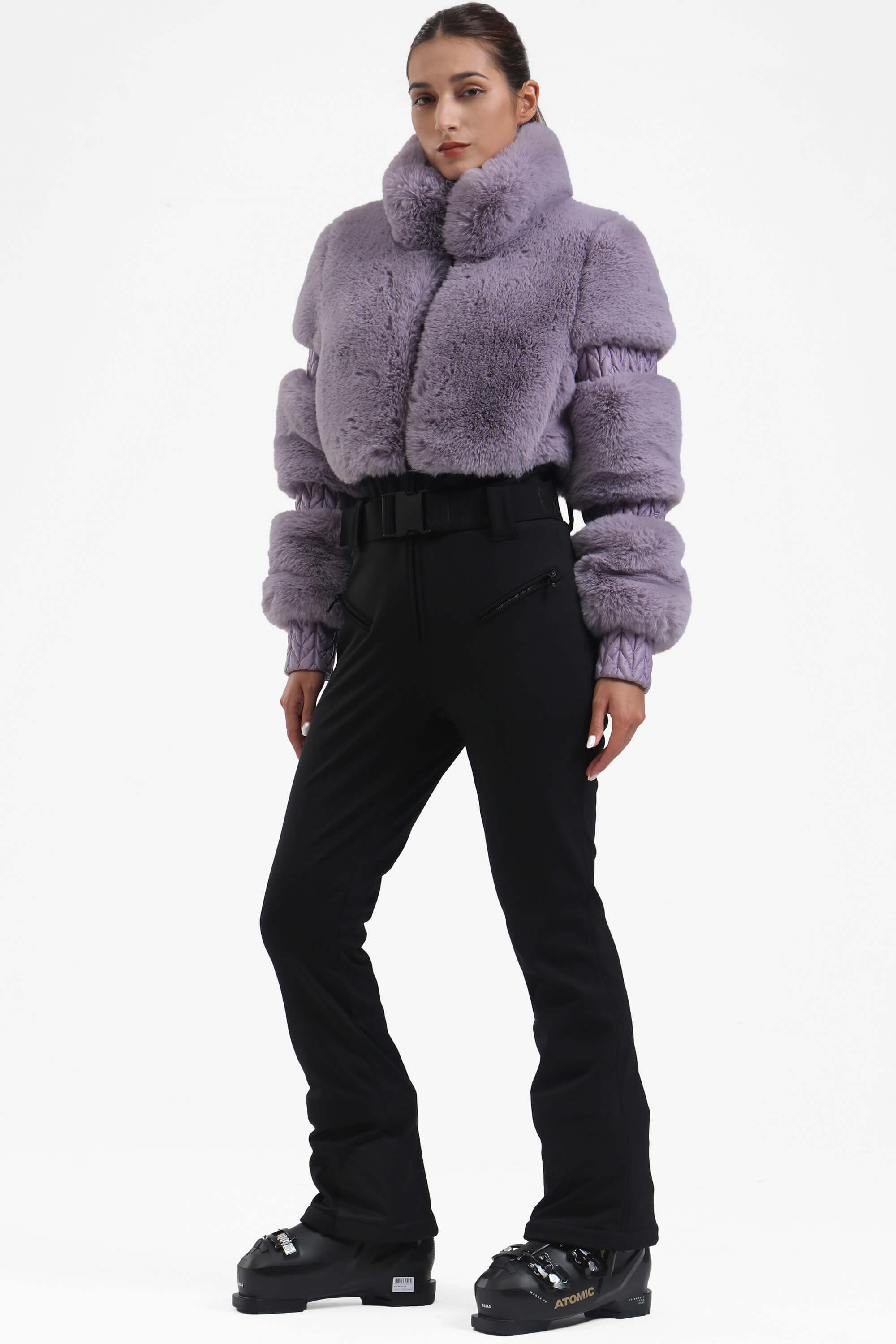 Elegant Women's Purple Faux-Fur Ski Suit One-Piece Snowboard Suit - Gsou Snow