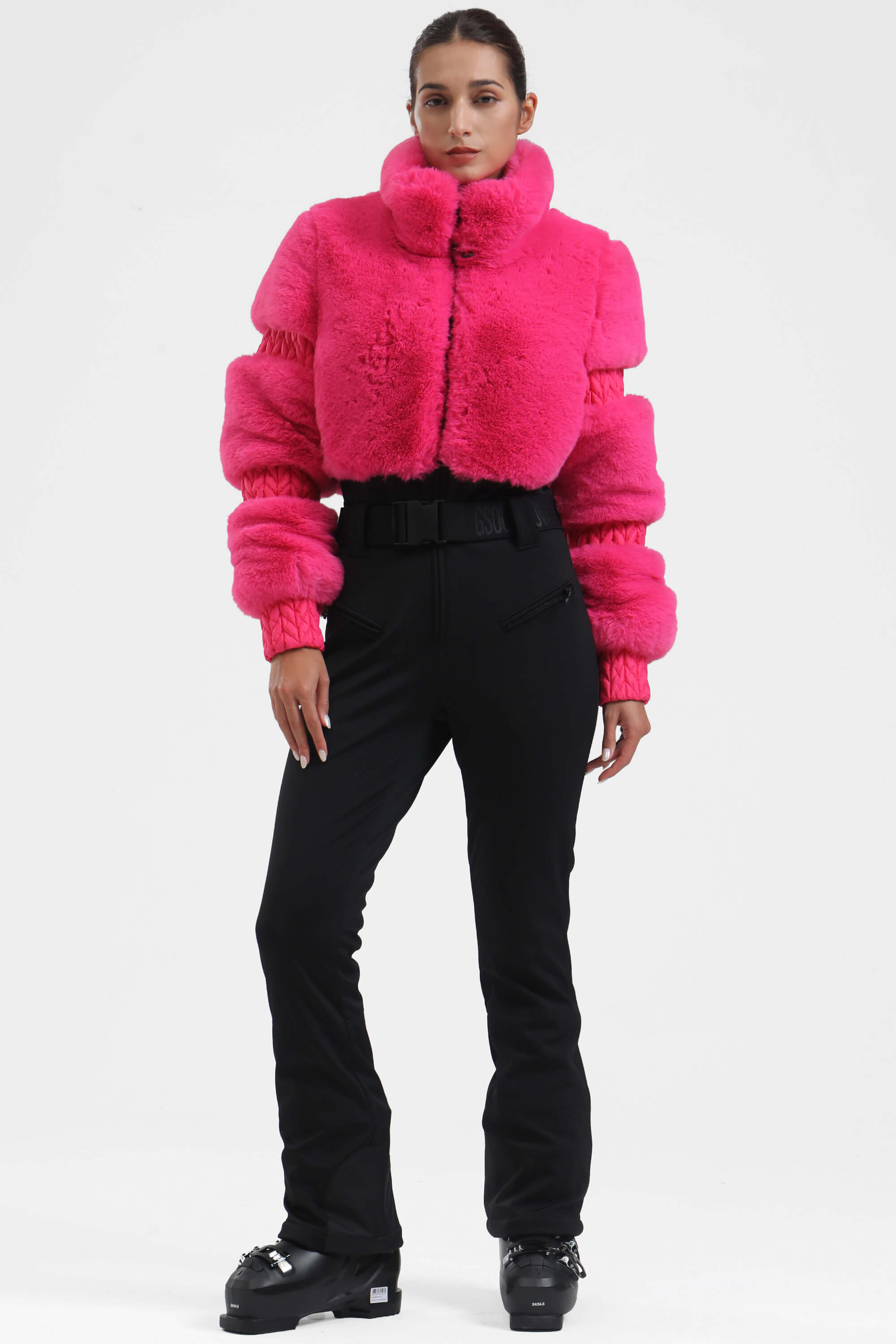 Elegant Women's Magenta Faux-Fur Ski Suit One-Piece Snowboard Suit - Gsou Snow