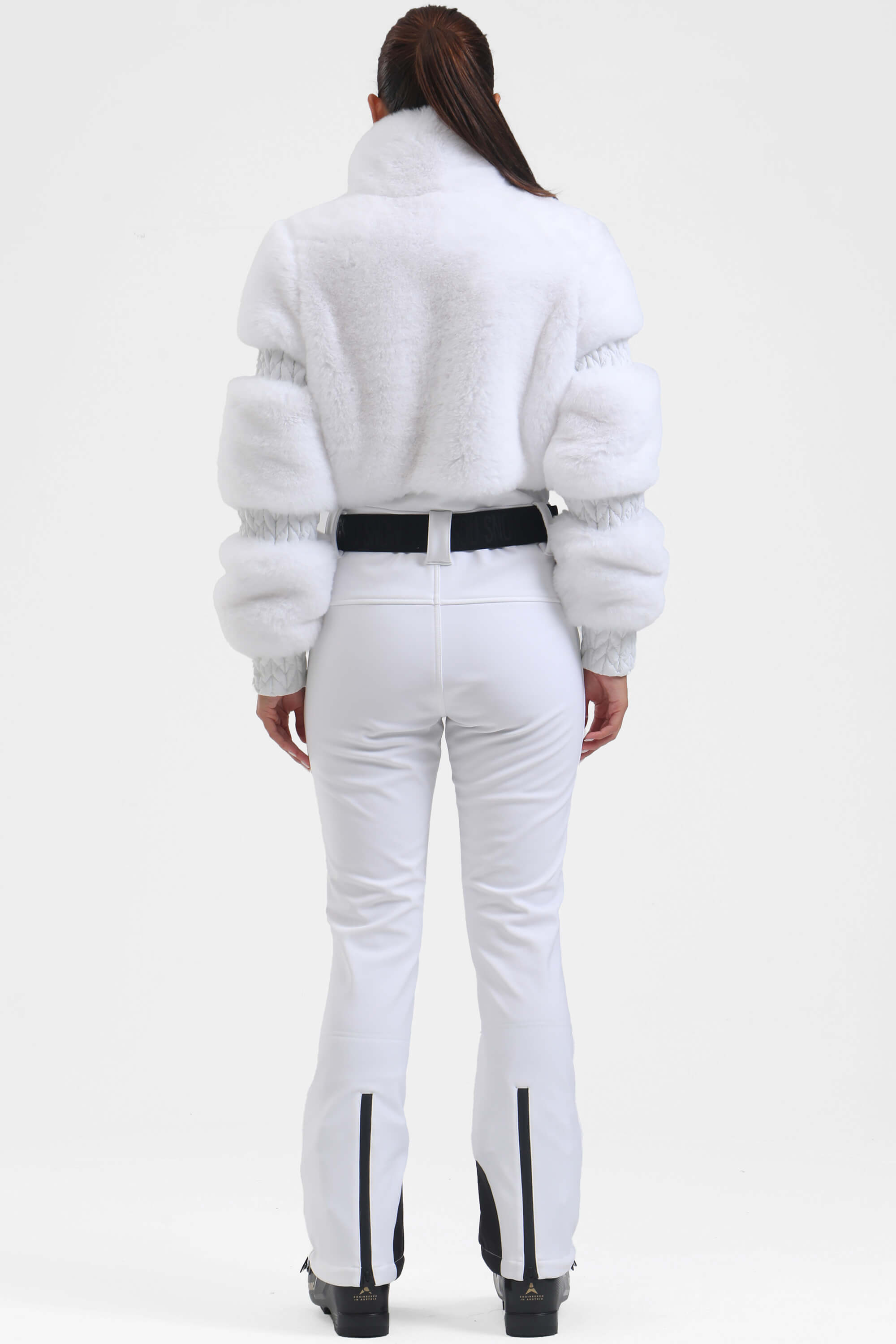 Elegant Women's Black Faux-Fur Ski Suit One-Piece Snowboard Suit - Gsou Snow