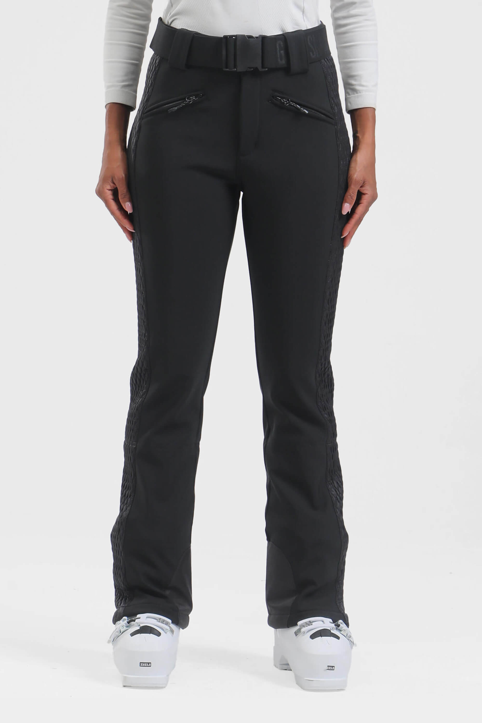 Dámské slim fit strečové kalhoty na sníh v černé barvě s polstrováním - Gsou Snow