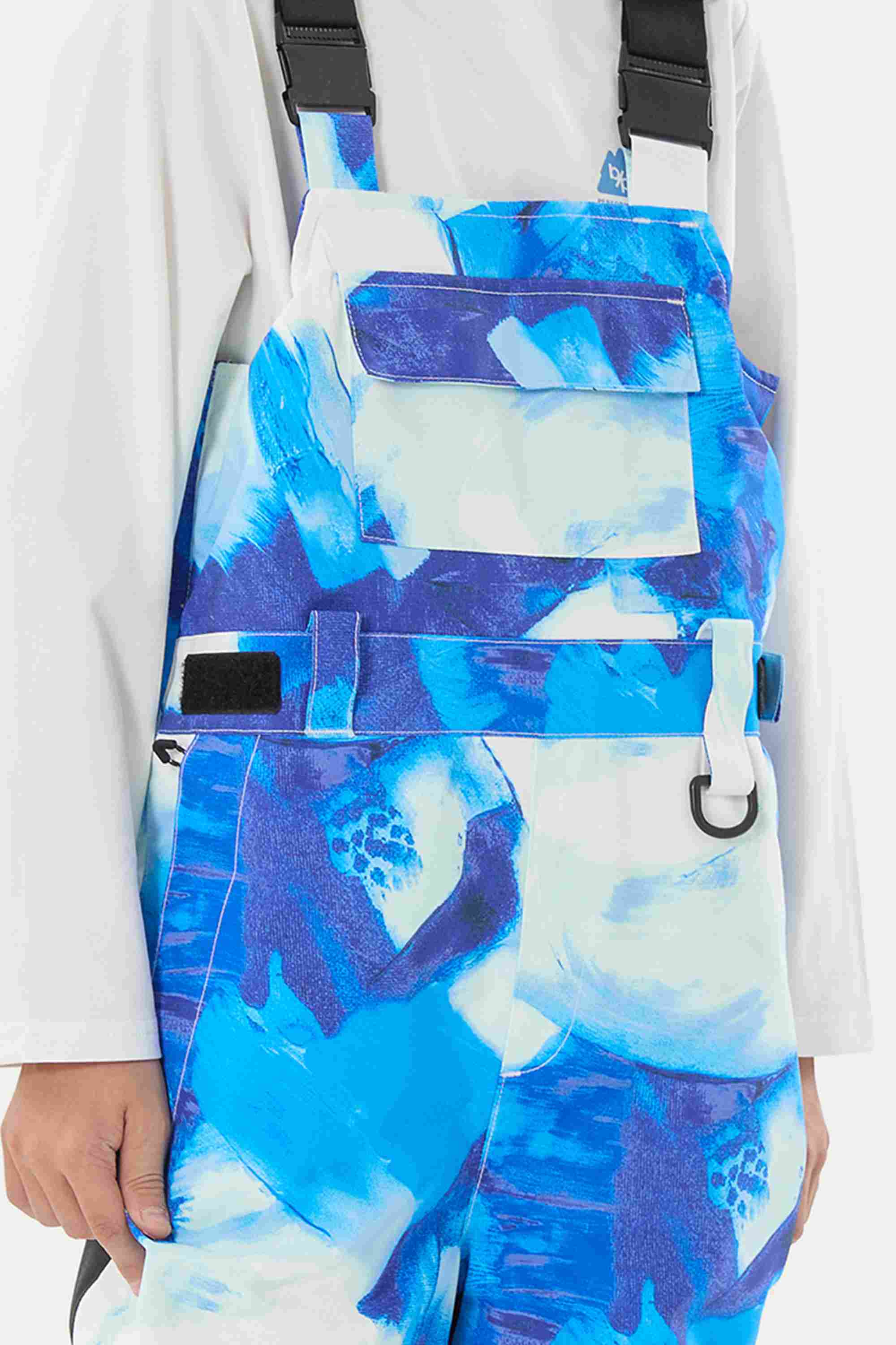 Boys’ Blue Tie-dye Reflective Durable Snow Bibs Workwear Ski Bibs - Gsou Snow