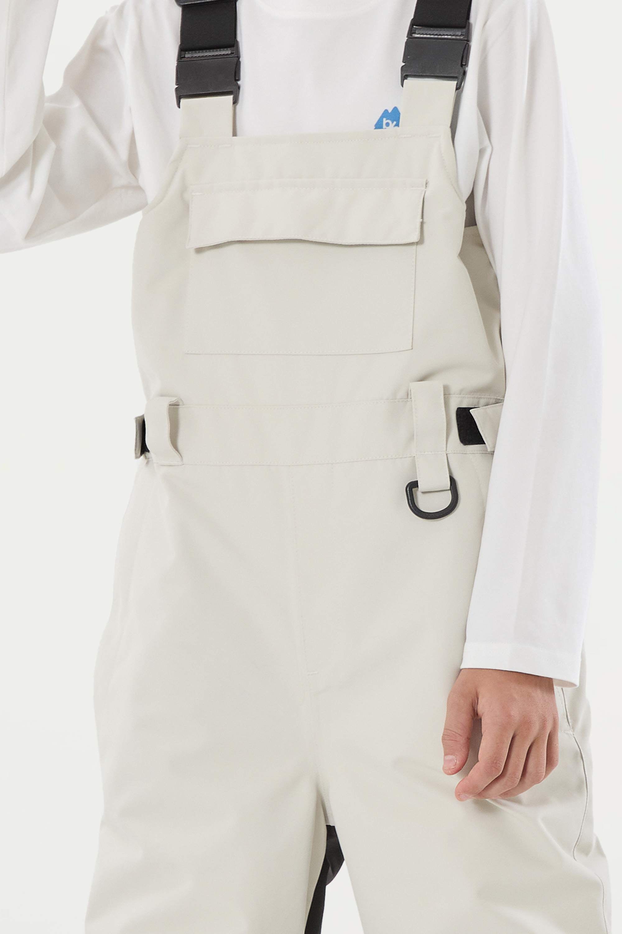 Boys’ Off White Reflective Durable Snow Bibs Workwear Ski Bibs - Gsou Snow