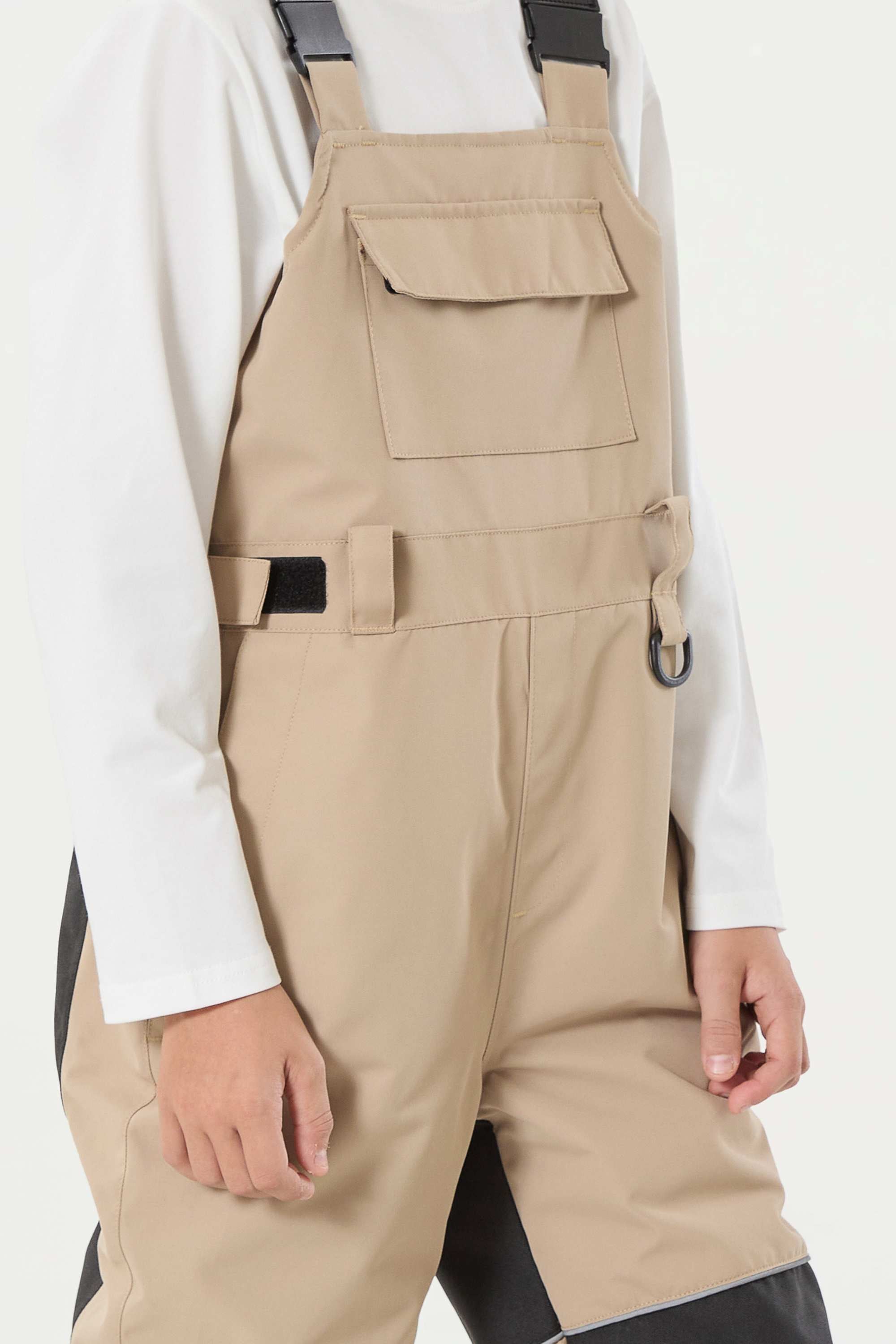 Boys’ Khaki Reflective Durable Snow Bibs Workwear Ski Bibs - Gsou Snow