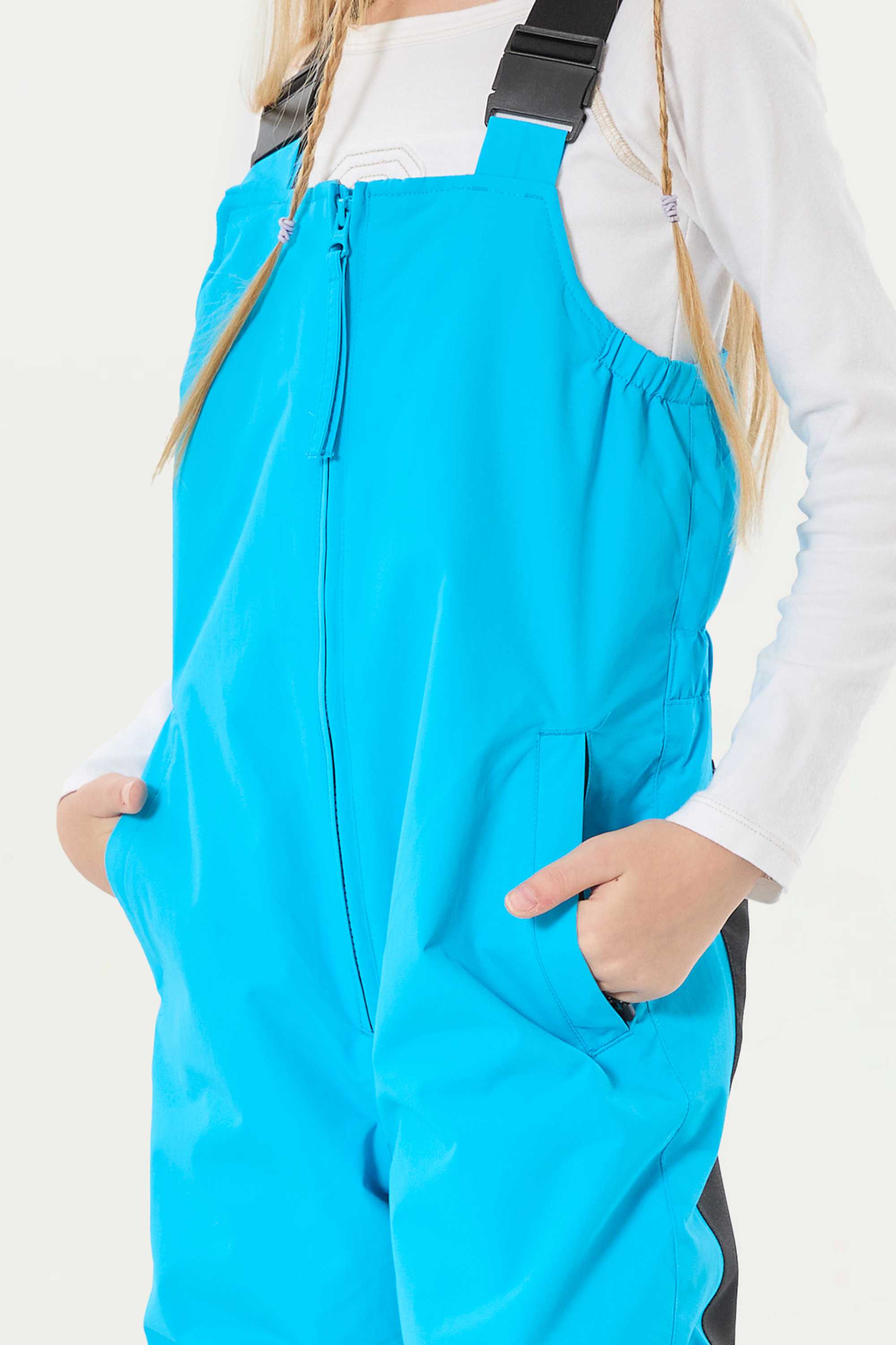 Girls’ Sky Blue Waterproof Snow Bibs Reflective Durable Ski Bibs - Gsou Snow