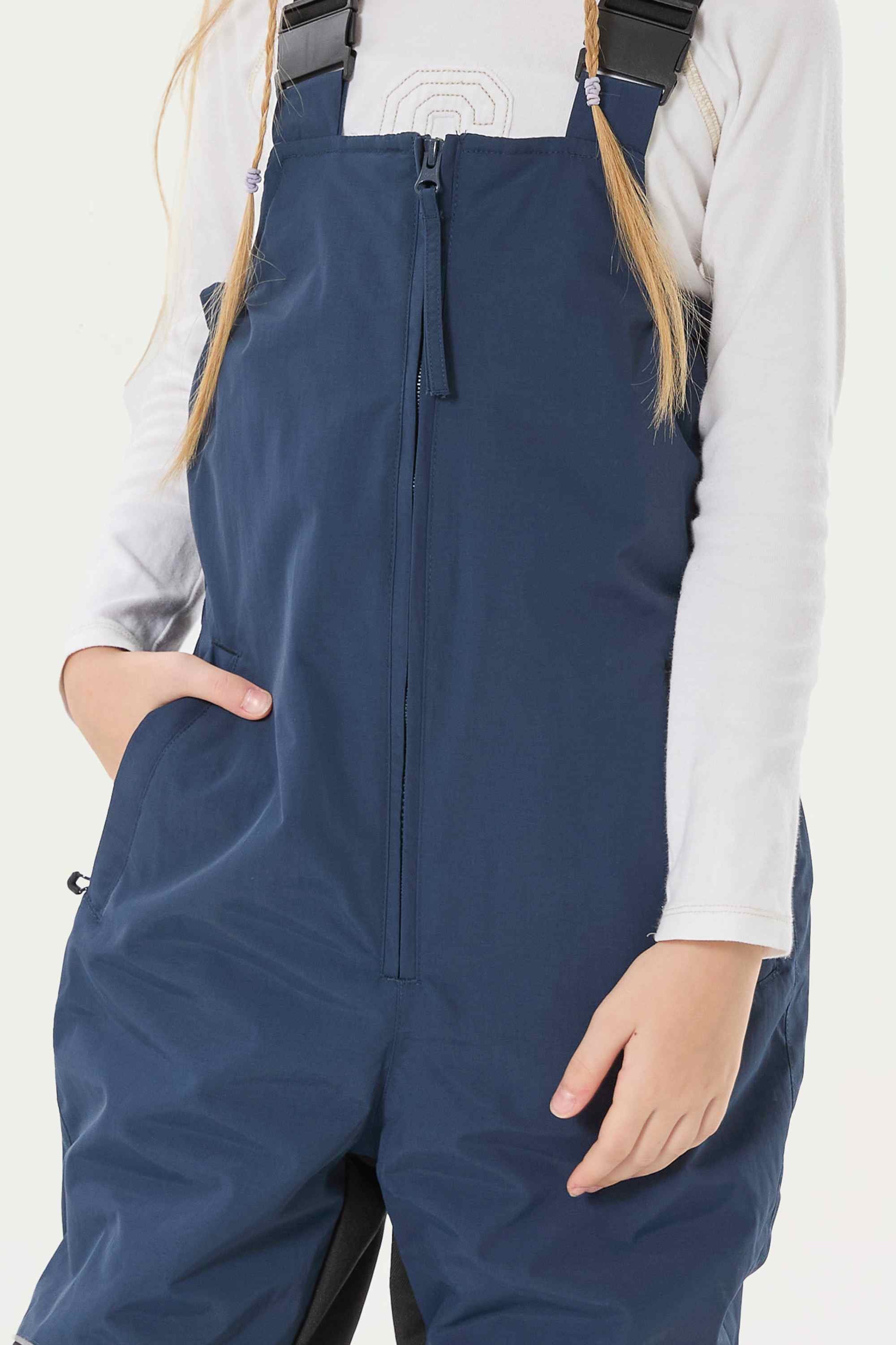 Girls’ Navy Blue Waterproof Snow Bibs Reflective Durable Ski Bibs - Gsou Snow