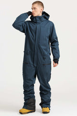 Men's Off White Stylish Waterproof & Windproof Loose-Fit One-Piece Ski Suit With Detachable Hood & Multipockets Snowboard Suit - Gsou Snow