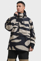 Men's Pink Asymmetrical Kangaroo Pocket Snow Anoraks Waterproof Insulated Ski Anoraks - Gsou Snow