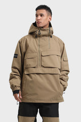 Herren-Schneeanorak Kleinblau, asymmetrisch, mit Kängurutasche, wasserdicht und isoliert - Gsou Snow 