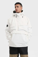 Men's Pink Asymmetrical Kangaroo Pocket Snow Anoraks Waterproof Insulated Ski Anoraks - Gsou Snow