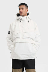 Marineblauer, asymmetrischer Skianorak mit Kängurutasche, wasserdicht und isoliert - Gsou Snow 