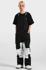 Women's Green & White Multi-Pocket Snow Bibs Ski Bibs - Gsou Snow