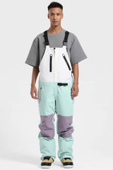Men's Lavender & Black Lightweight Waterproof Snow Bibs Ski Bibs - Gsou Snow