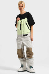 Women's Lavender & Black Lightweight Waterproof Snow Bibs Ski Bibs - Gsou Snow