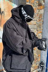 Men's Off White Waterproof Corduroy Batwing Sleeve Large Pocket Snow Jacket - Gsou Snow