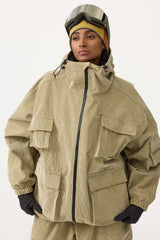 Dámská krémově bílá voděodolná kordurová bunda s batwing rukávy a velkou kapsou – Gsou Snow