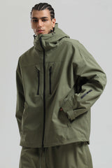 Men's Off White Multi-Pocket Dual-Vent Snow Jacket Waterproof Insulated Ski Jacket - Gsou Snow