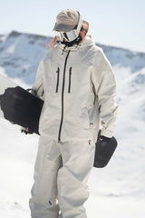 Off-White Damen-Skijacke mit mehreren Taschen und doppelter Belüftung, wasserdicht und isoliert - Gsou Snow 