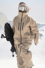 Off-White Damen-Skijacke mit mehreren Taschen und doppelter Belüftung, wasserdicht und isoliert - Gsou Snow 