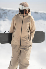 Veste de ski minimaliste isolée Gsou Snow, kaki, entièrement étanche et à double ventilation pour femme 