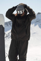 Schwarze, komplett versiegelte, doppelt belüftete Damen-Skijacke mit minimalistischer Isolierung - Gsou Snow 