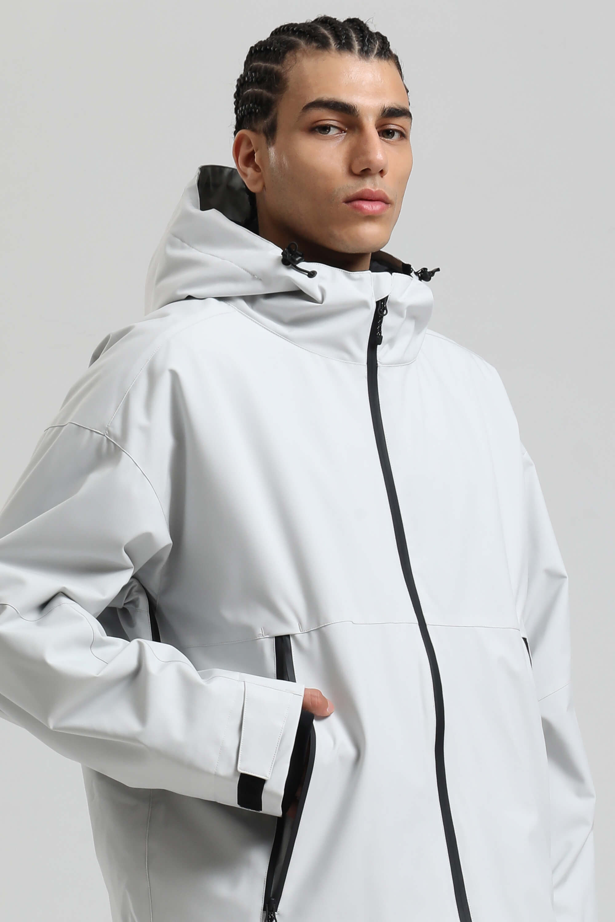 Pánská světle šedá sněhová bunda s plně sealed designem a dvojitými ventilačními otvory - minimalistická a zateplená - Gsou Snow