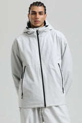 Men's Light Grey Fully Sealed Dual-Vent Snow Jacket Minimalist Insulated Ski Jacket - Gsou Snow