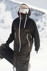 Veste de ski Gsou Snow pour femme, verte et noire, à ventilation faciale asymétrique et fermeture éclair asymétrique, imperméable et isolée. 
