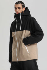 Men's Green & Black Face Vent Asym-Zip Snow Jacket Waterproof Insulated Ski Jacket - Gsou Snow